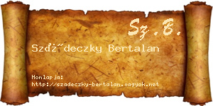 Szádeczky Bertalan névjegykártya